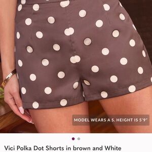 Vici High Waist Polka Dot Shorts in Brown and White